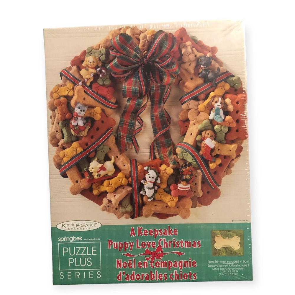 Keepsake Puppy Love Christmas - Springbok Puzzle (SEALED) 1999 w/Brass Ornament